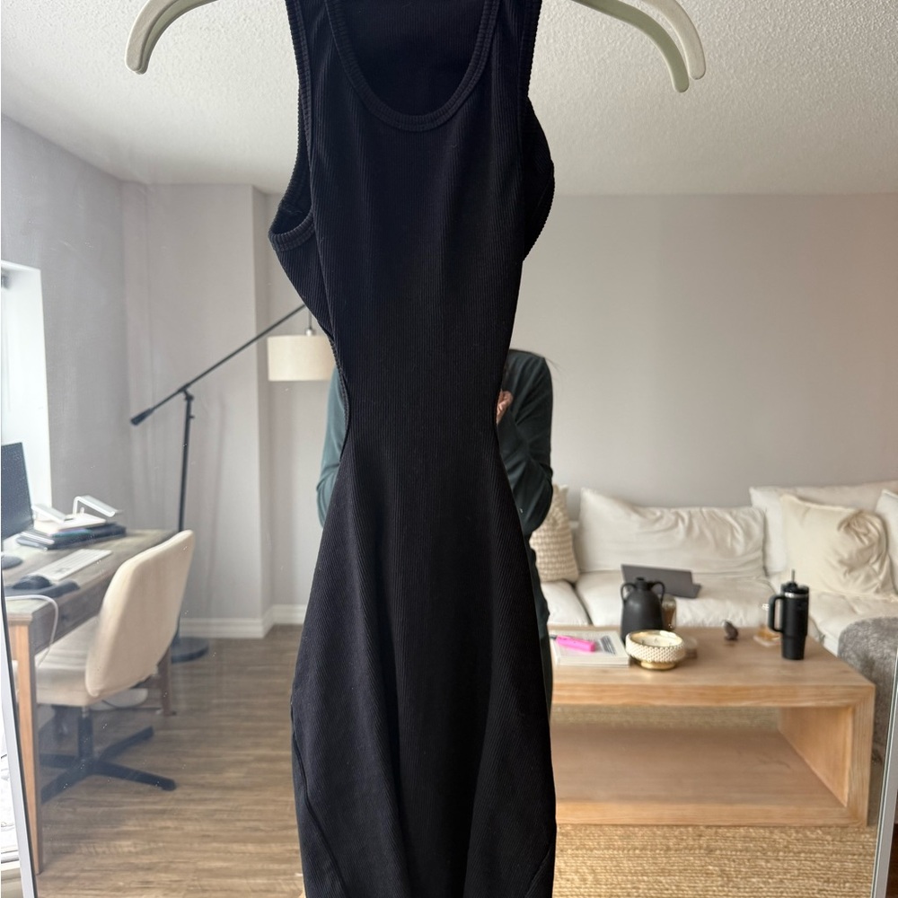 Black Sleeveless backless knit Dress